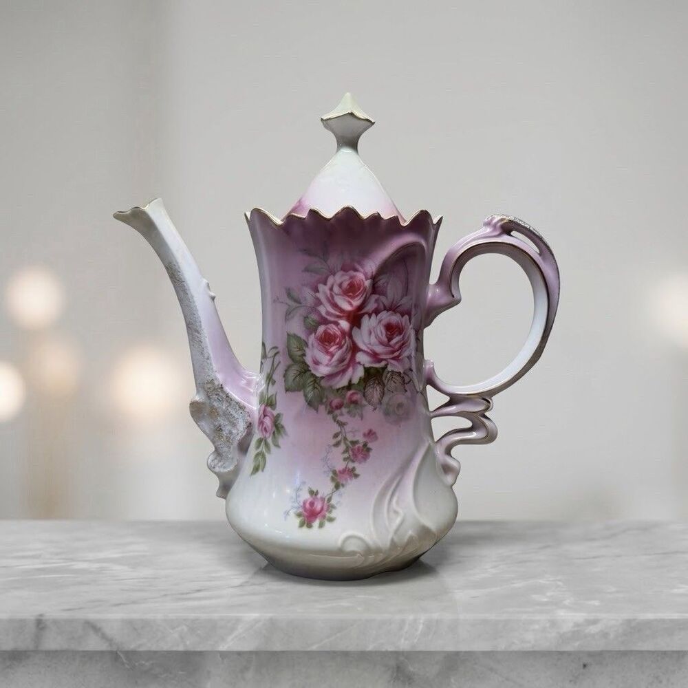 Vintage Lefton China Teapot Heavenly Rose Pattern NE 2690 Hand Painted Japan